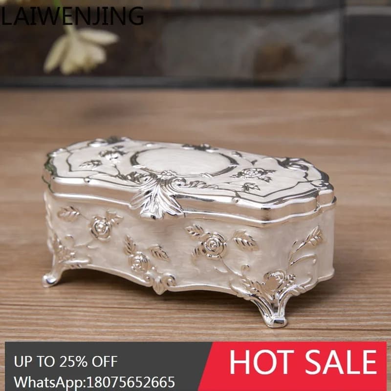 MJY scandinavian Light Luxury Vintage Jewelry Box Silver Plated Jewelry Storage Box