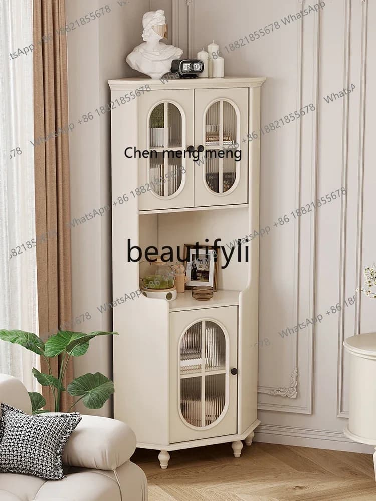 E153 smt1 wind all solid wood corner cabinet small apartment tea cabinet living room rack against the wall triangular dining sid