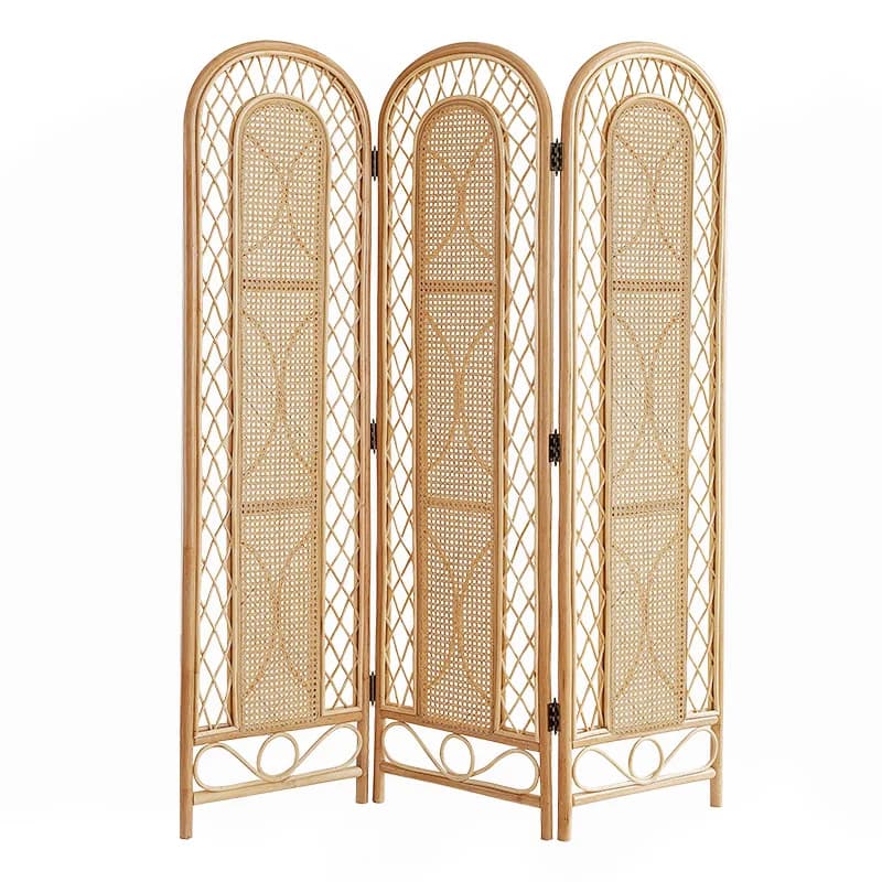 CX flower window screen ins woven natural rattan folding screen porch partition household