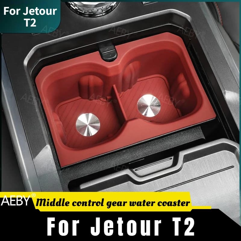 For Jetour T2 Anti slip silicone center console protective cup holder pad,Center console cup holder,Shift panel,Car interior