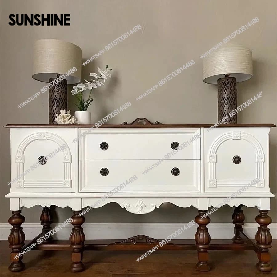 retro solid wood carving flower entrance cabinet,  small apartment contrasting color decoration medium antique partition ca