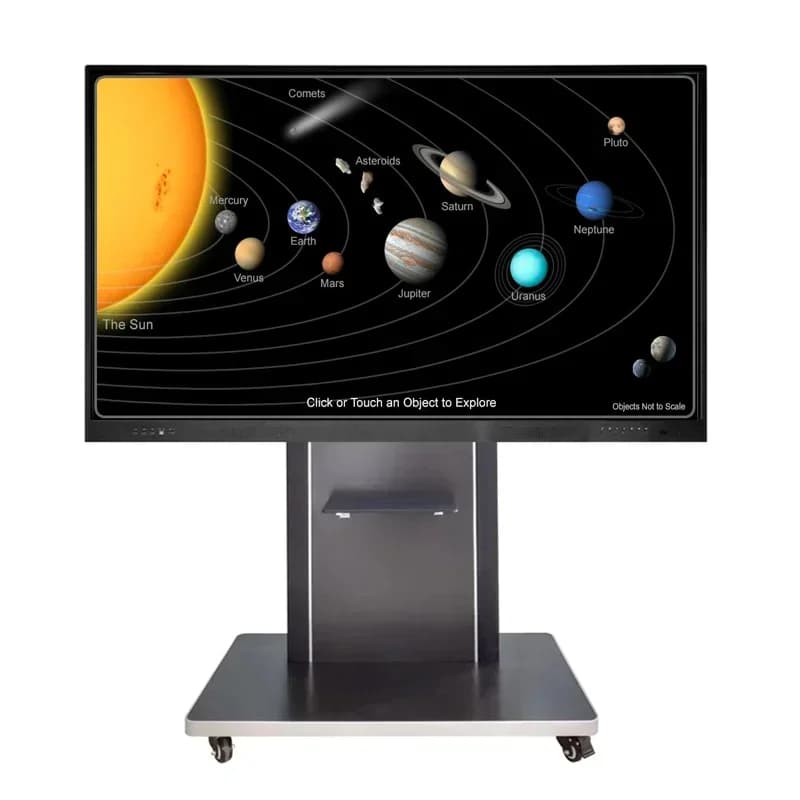 Android 8.0 Finger Touch 4K 65 75 86 Inch Smart Touch Panel Interactive With Mobile Stand For School And Meeting Room