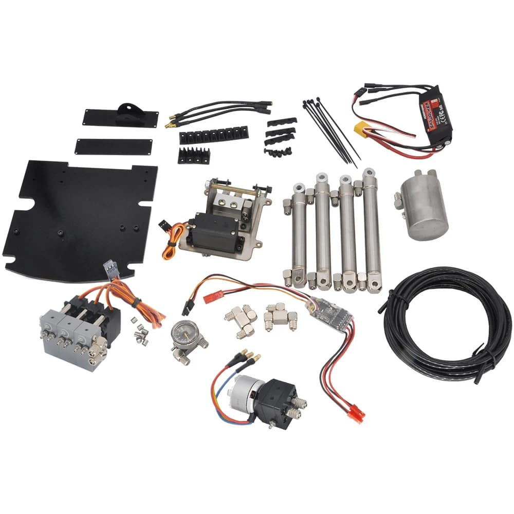 Upgrade HUINA 1592 1593 1594 Hydraulic Sets Metal Boom Bracket / 3CH Valve / Oil Pump Cylinder For RC 1/14 22CH  Parts