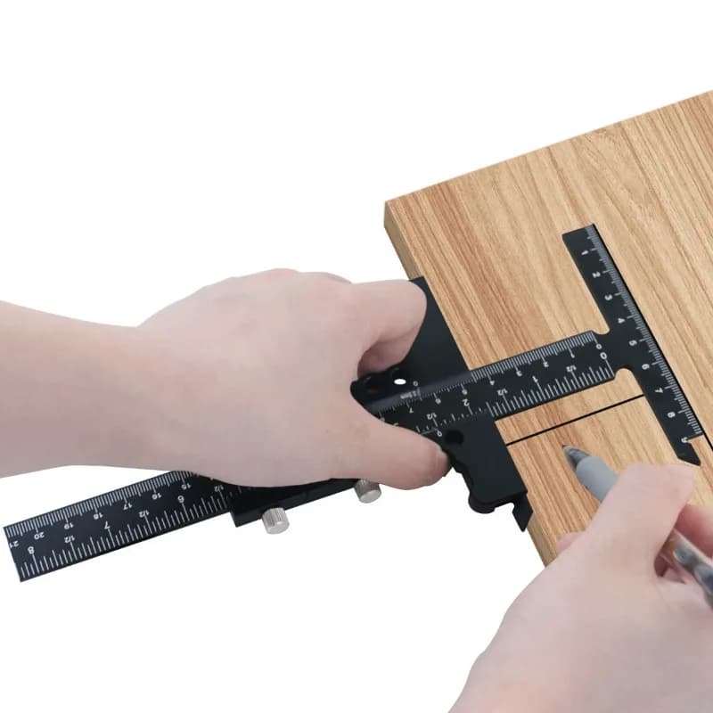 Woodworking Multifunctional Scribing Ruler, Aluminum Alloy, Sliding T-Ruler, Multifunctional, Measuring Ruler, Card/Ruler