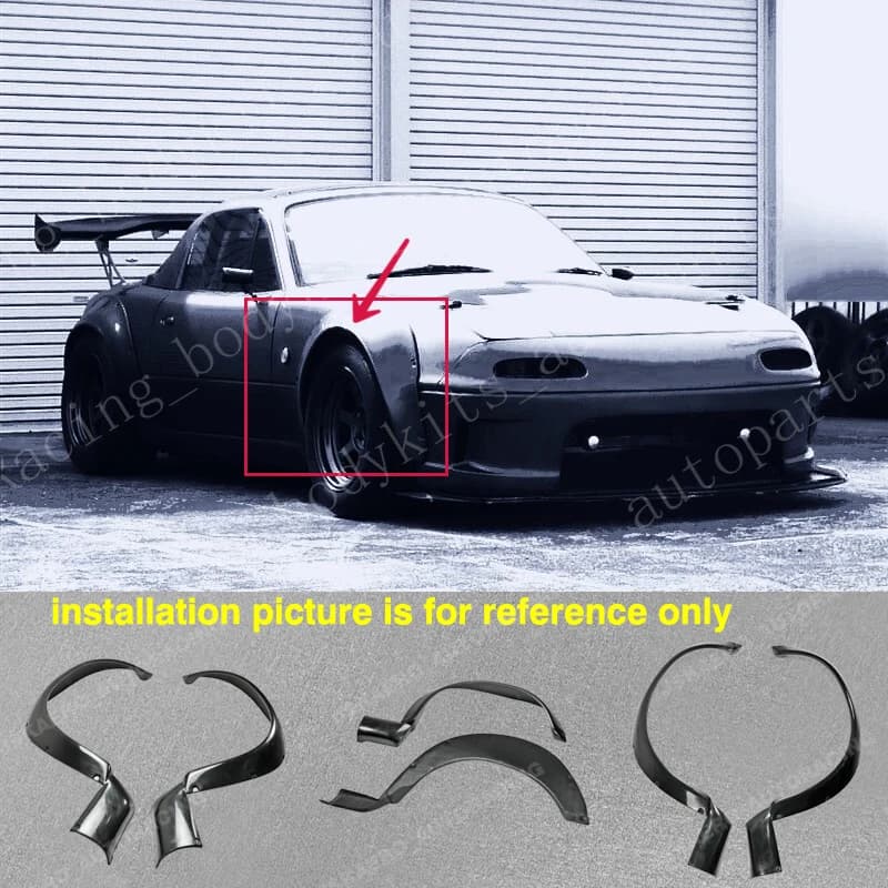 FRP Unpainted For Mazda MX5 NA Miata Roadster Wide-body Front Fender Flares Trim Car BodyKits