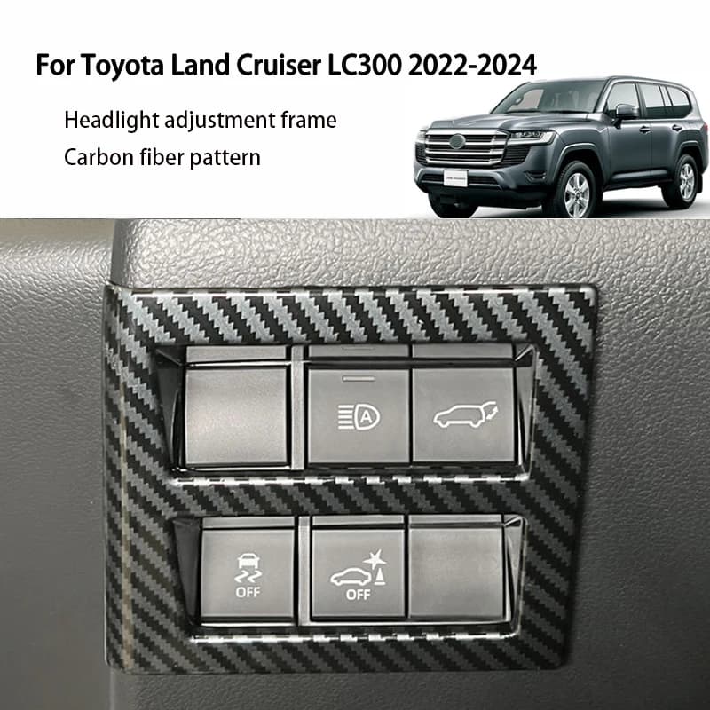 For Toyota Land Cruiser LC300 Headlight Adjustment Decoration Frame Tailgate Switch Sticker Left Center Console Button Frame