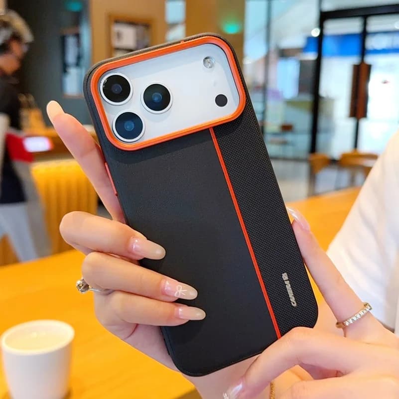 For iPhone 18 Pro Max 18 17 16 15 Case With Red Camera Ring Raised Lens Protection Colorful Faux Leather Shockproof Back Cover