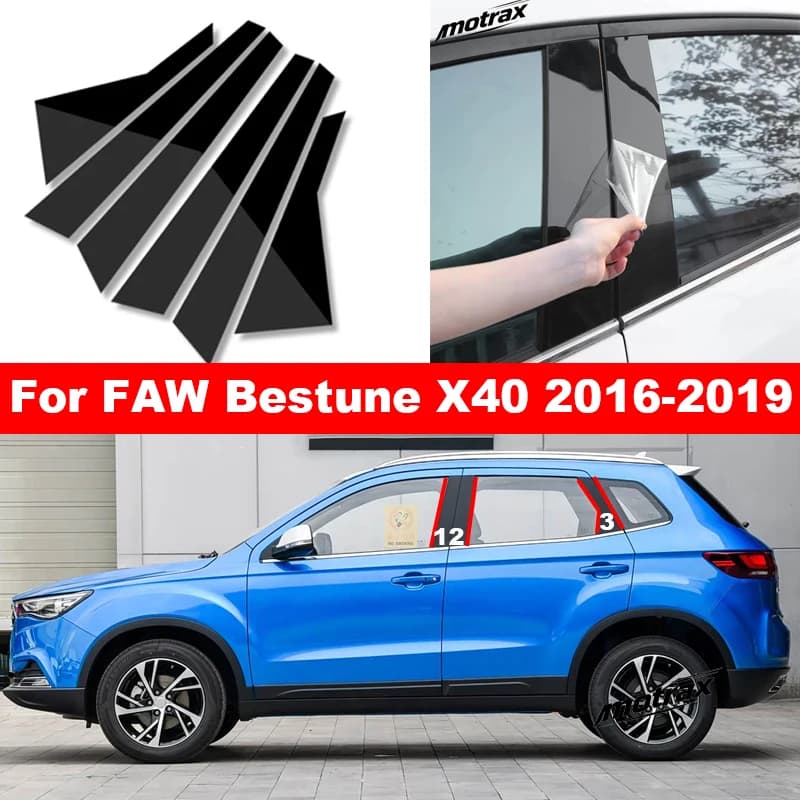 For FAW Bestune Besturn X40 2016-2019 Car B C Pillar Stickers PC Window Trim Cover Middle Pillar Decorative Exterior Sticker