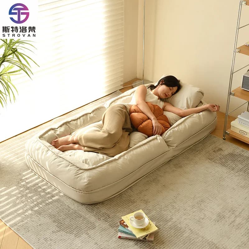 Nordic  Folding Large Bean Bag Memory Foam Dog Lazy Sofa Bed Human Size Dog Single Bed for Adults Pets