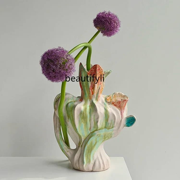 Art ceramic handmade vase, wabi-sabi wind B & B restaurant ornament