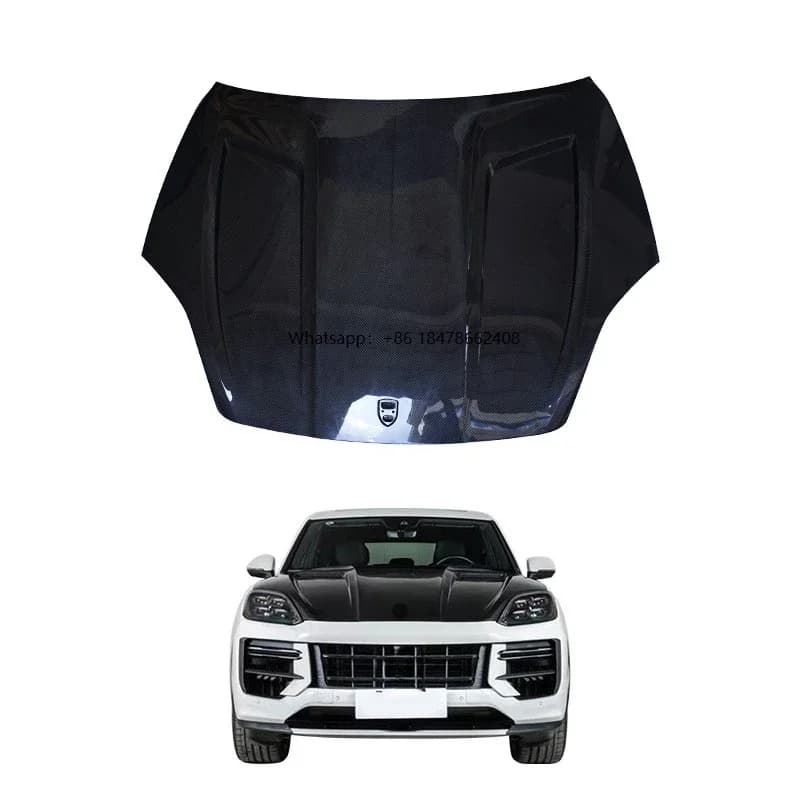 2024 PM Brand Carbon Fiber Hood Upgrade New Bolt-On Car Modification Parts Fog Light Bumper Cut-Outs Includes Screws