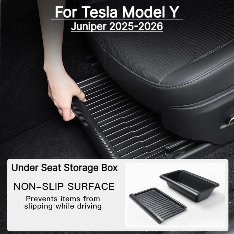 Under‑Seat Hidden With Lids Storage Box Organizer Tray For Tesla Model Y Juniper 2025-2026 Interior Space Storage Accessories