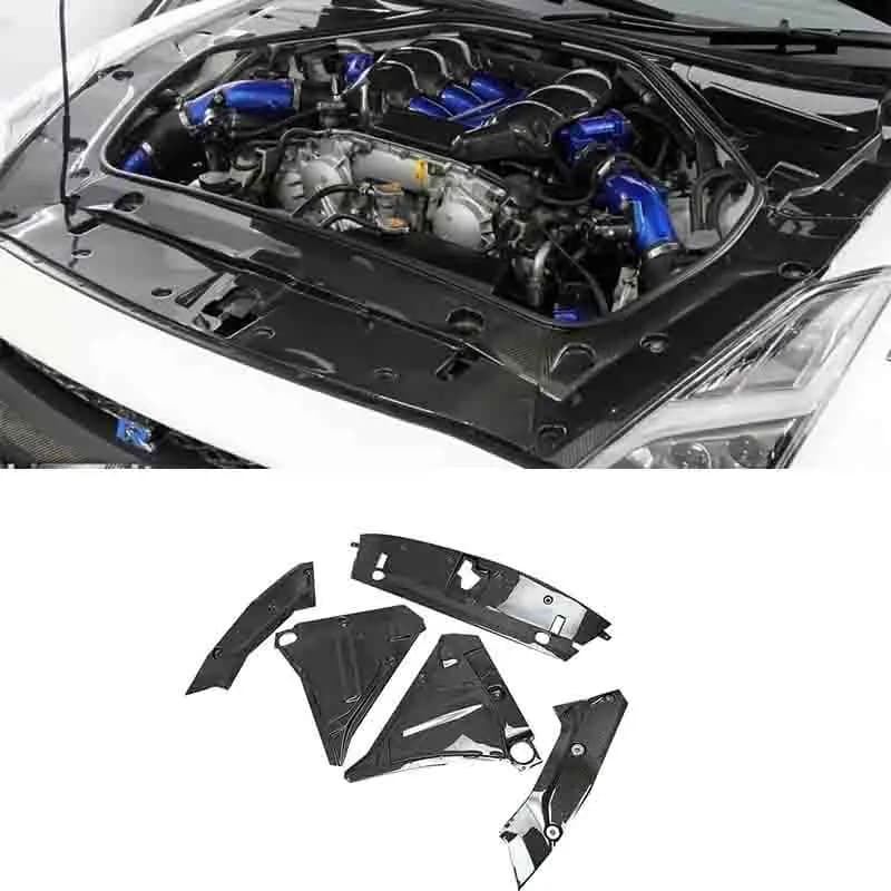 OEM Style Dry Carbon Fiber Engine Cover 5 Pcs forNissan GTR R35 Dry Carbon Engine Cover Bay Perfect Fitment