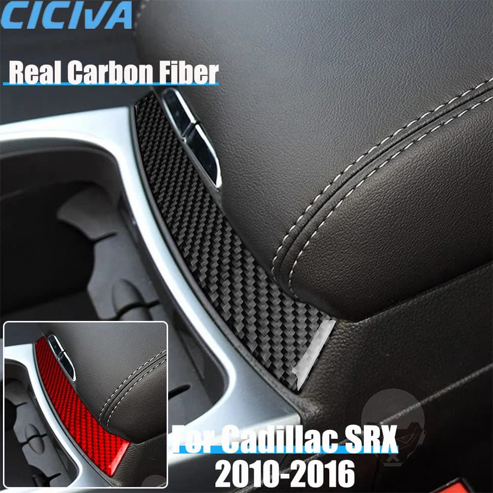 Real Carbon Fiber Car Accessories Center Armrest Strip Cover Soft Sticker For CADILLAC SRX 2010 2011 2012 2013 2014 2015 2016