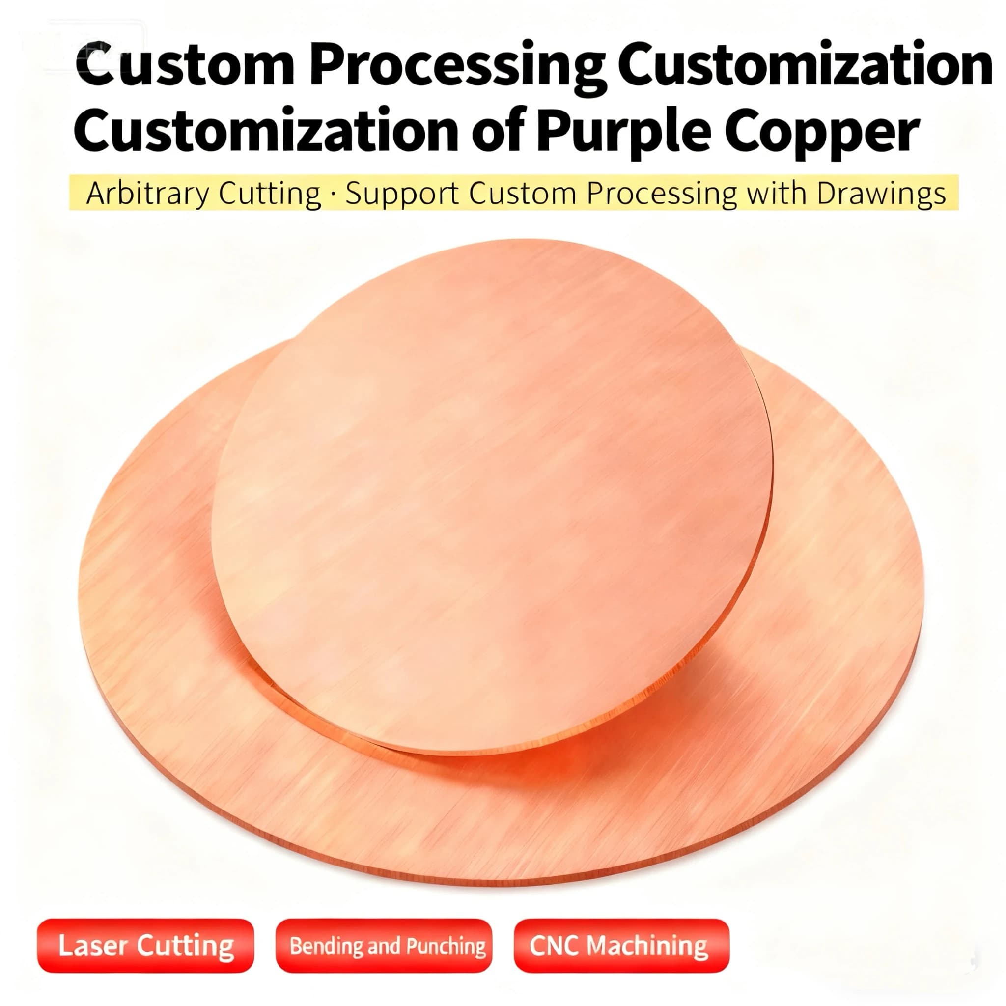 T2 Copper Plate Round Plate Copper Plate Gasket Parts Heat Dissipation and Conductivity DIY Customized Processing