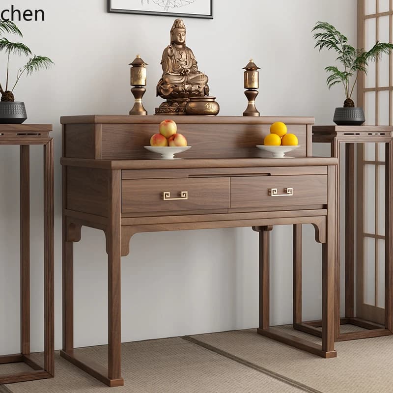 CZ  simple offering incense table black walnut Buddha shrine table  solid wood incense table