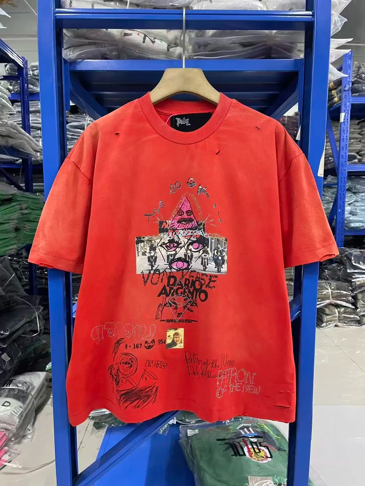 SAINT OF MICHAEL Kanye West Hip Hop Red Graphics Streetwear Cotton Vintage Clothing Casual Oversize Tops Tees T Shirt for Men
