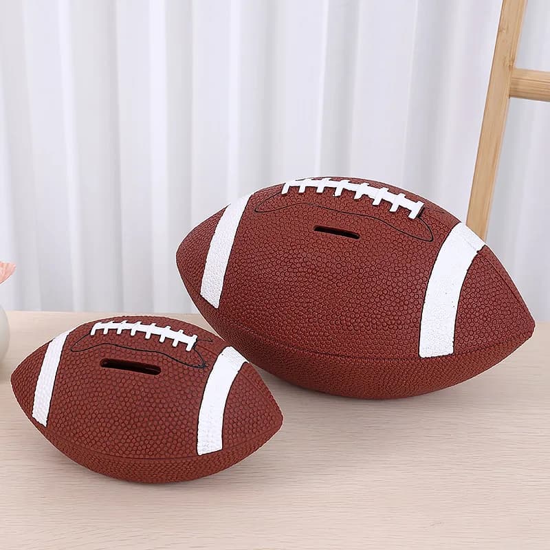 Jumbo Rugby Ball Money Box, Soft Rubber Coin Bank for Kids, Rugby Fan Gift Savings Jar, Sports Present for Boys Girls