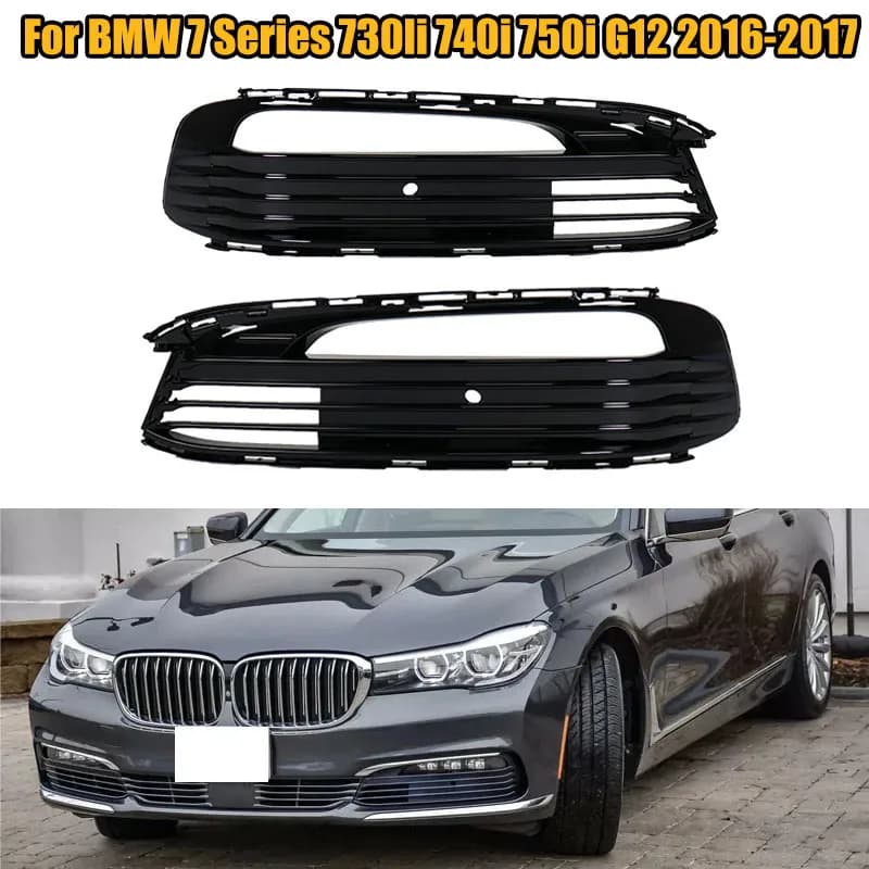 Left Right Car Front Bumper Fog Light Cover Fog Light Trim Fog Lights Mesh Grill For BMW 7 Series 730li 740i 750i G12 2016-2017