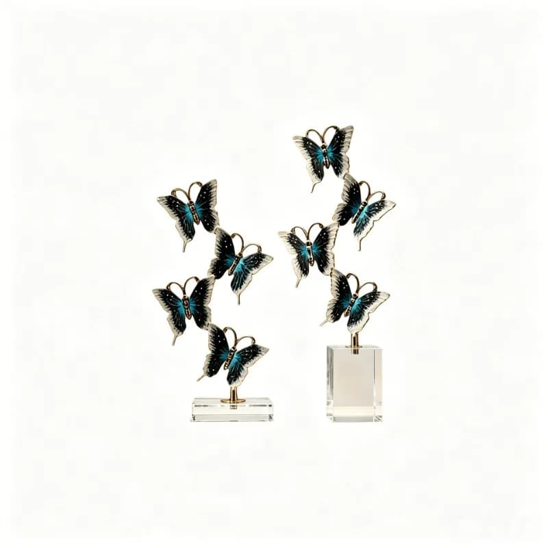 Light luxury enamel butterfly crystal ornament simple living room metal handicraft decoration
