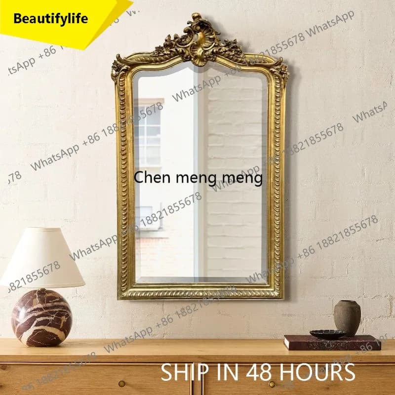 A17 French luxury high-end villa fireplace mirror vintage entrance entrance decorative mirror