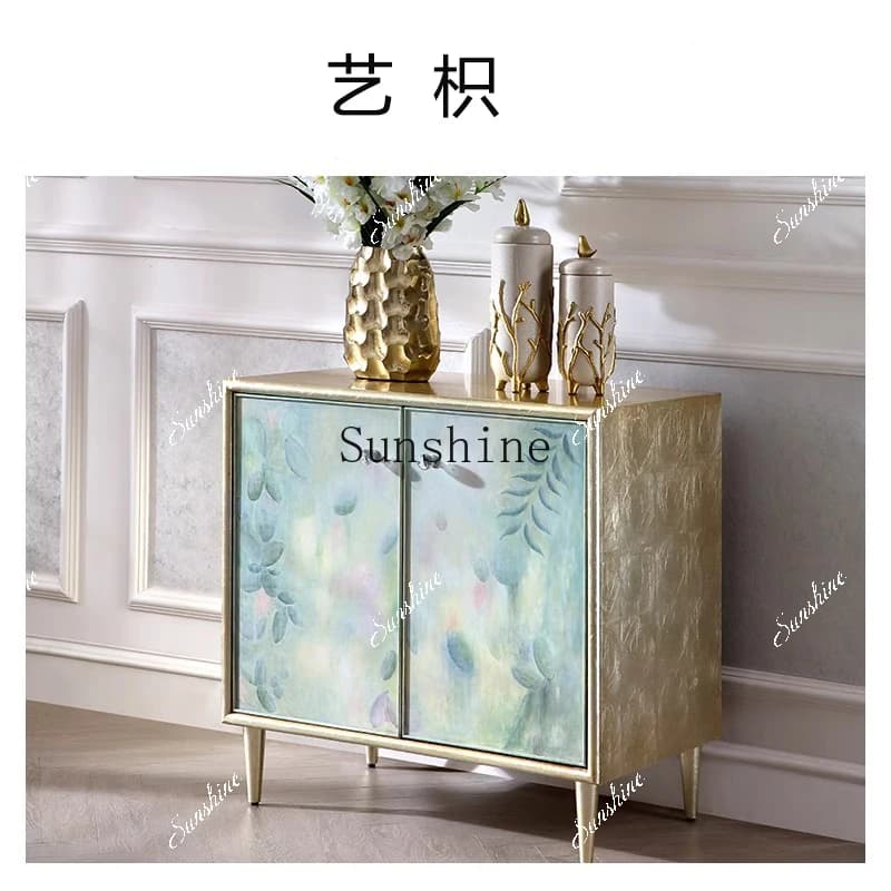 French painted entrance cabinet, retro style entrance door, living room partition  FT