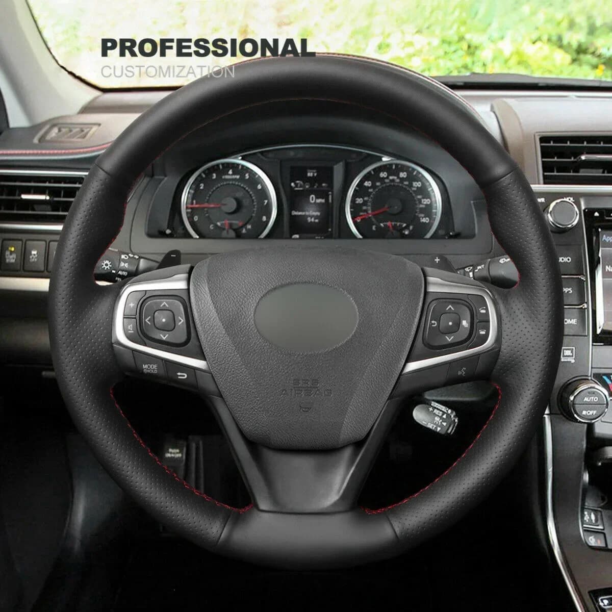 DIY Hand Suture Black Leather Steering Wheel Cover For Toyota Camry Avalon Avensis Car Accessories