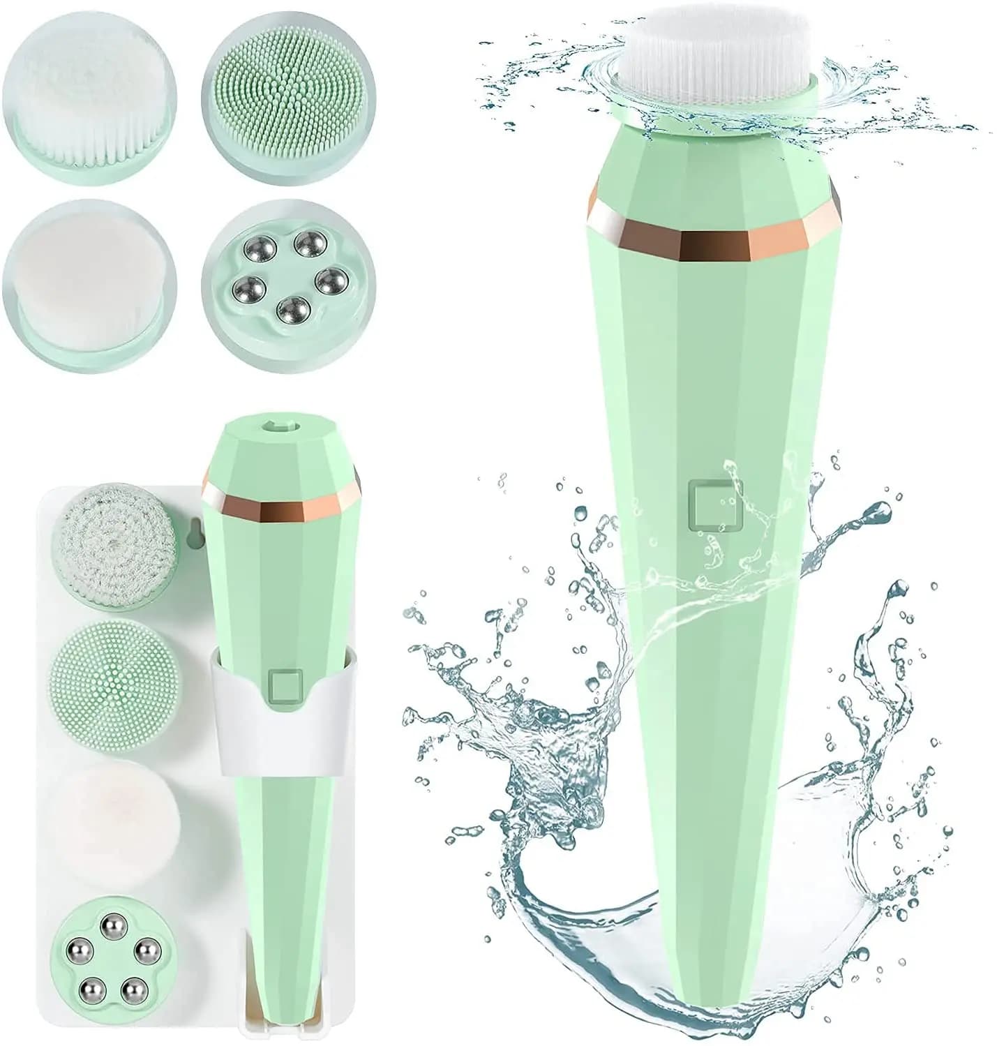 4 in 1 Waterproof Electric Cleansing Brush USB Charging Ion Operation 10000 Rpm Vibration 4 Replaceable Cleaning
