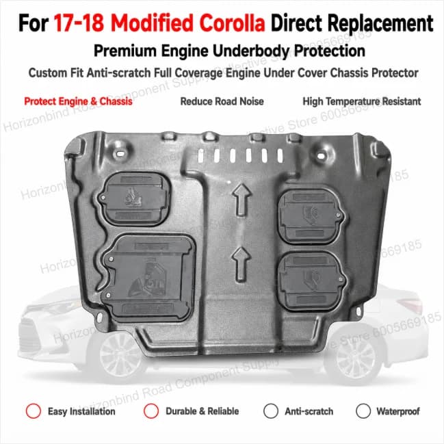 Custom Fit Anti-Collision Full Bottom Engine Skid Plate Direct Replacement Auto Repair Parts for Modified Toyota Corolla 2017-20