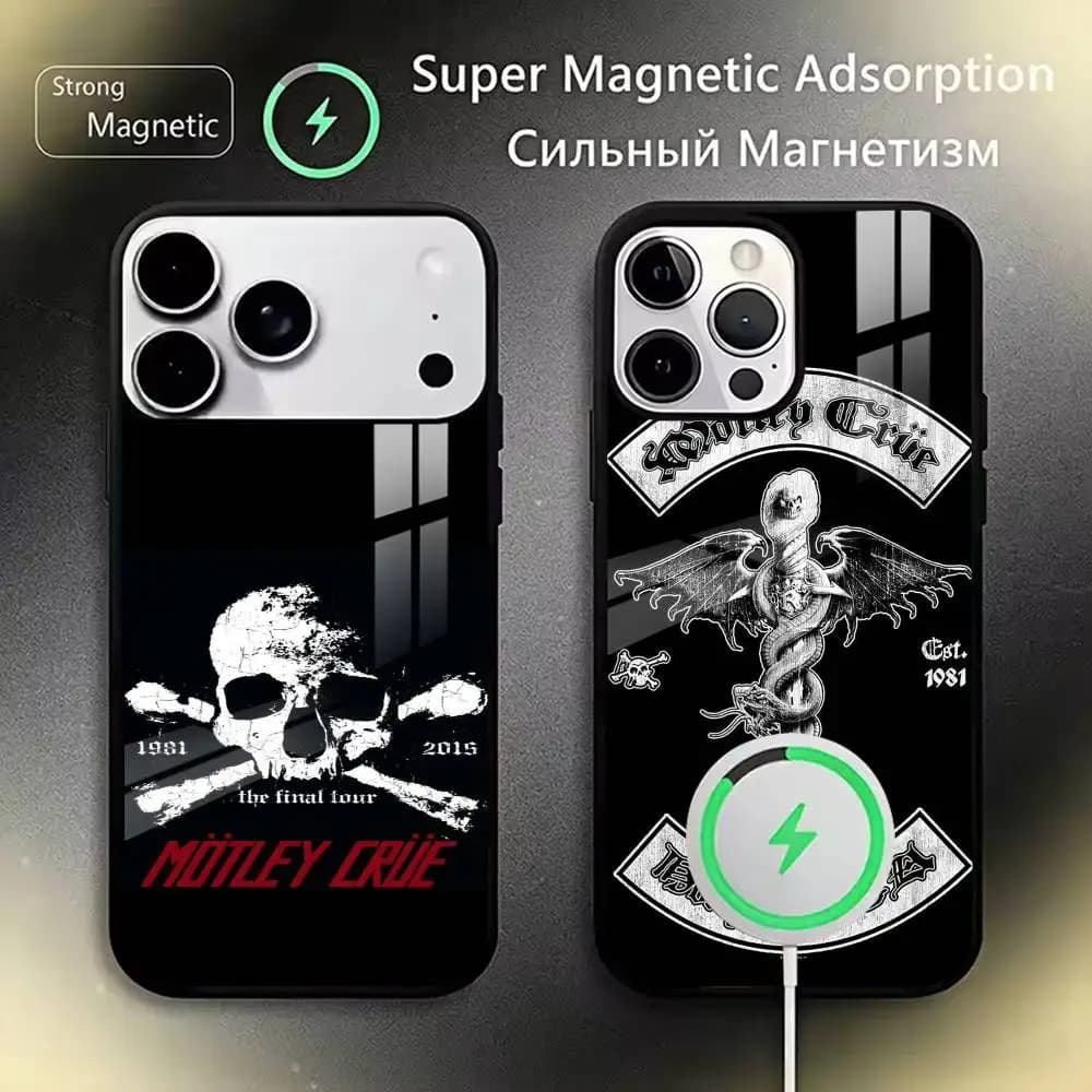 M-MotleyS Rock C-CrueS  Phone Case Magnetic with Magsafe Wireless Charging For iPhone17,16,15,14,13,12,11 Plus,Pro