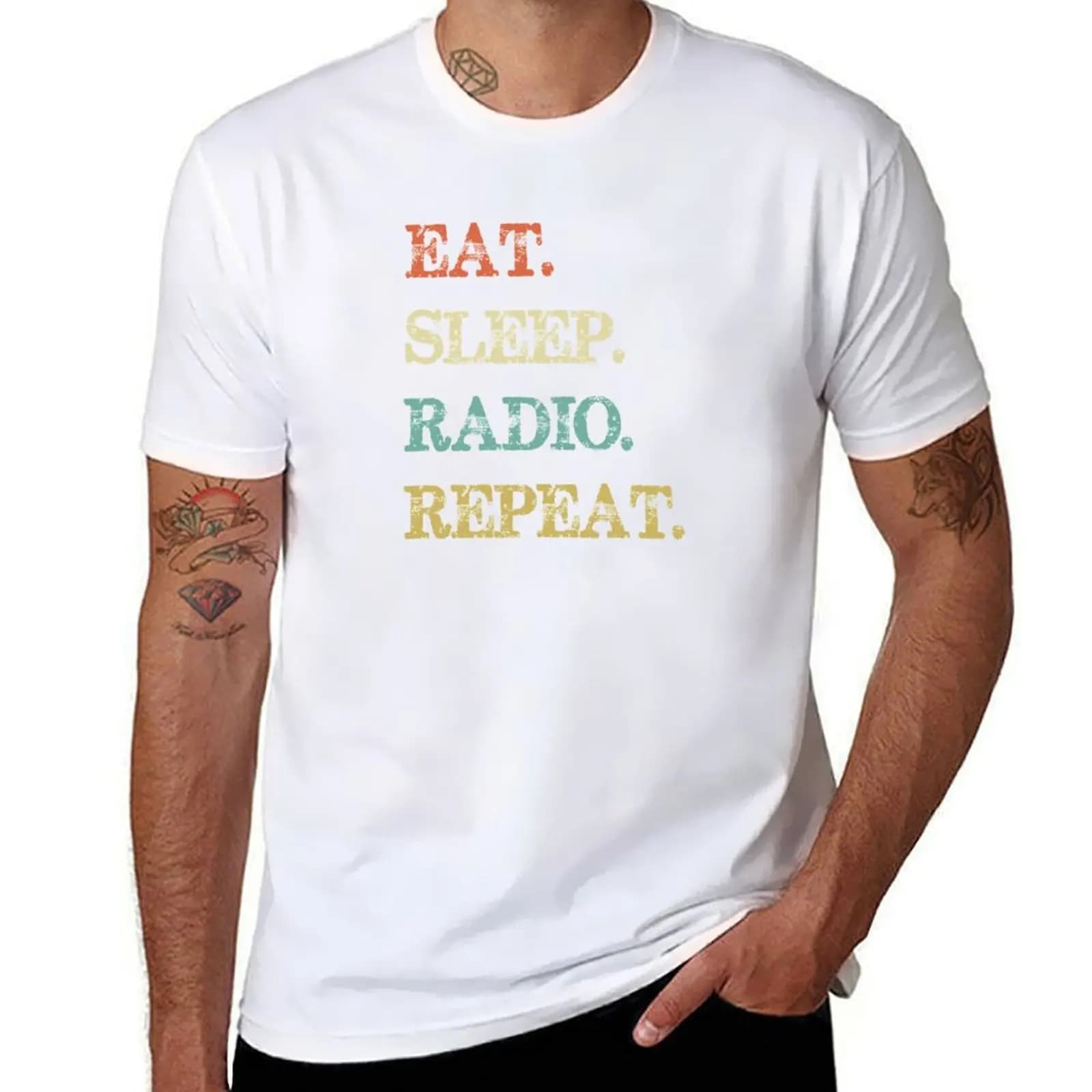 Eat Sleep Radio Repeat T-Shirt man t shirts high quality luxury brand man t shirt cotton T-Shirt