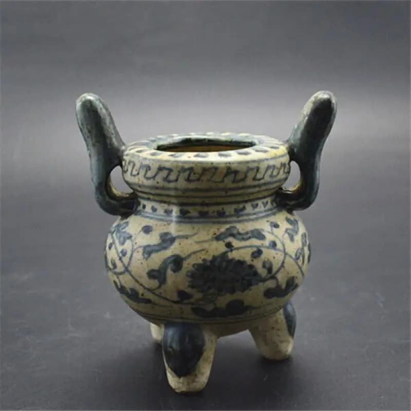 Chinese Ming Blue and White Porcelain Censer Lotus Tripod Incense Burner 5.12"