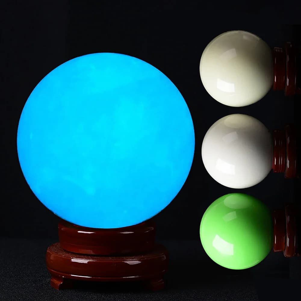 Natural Luminous Ball Blue Green Light Quartz Crystal Magic Sphere Glow In The Dark Stone Home Decor Ornament