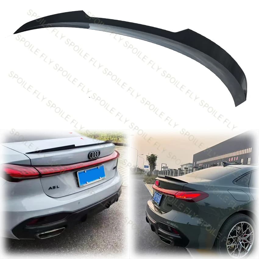 2025 To Up For Audi A5 A5L B10 S5 S Line RS5 Sedan 4 Door M4 Style Car Rear Trunk Spoiler Wing Lip ABS Gloss Black Carbon Look