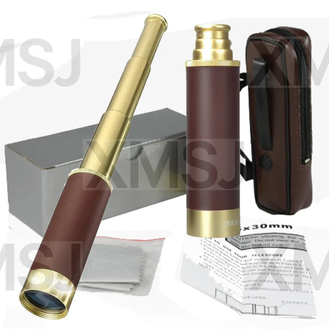 Retro Pirate Telescope Zoomable 25x30 Pocket Monocular Collapsible Waterproof Captain Jack's Spyglass Handheld Vintage Telescope