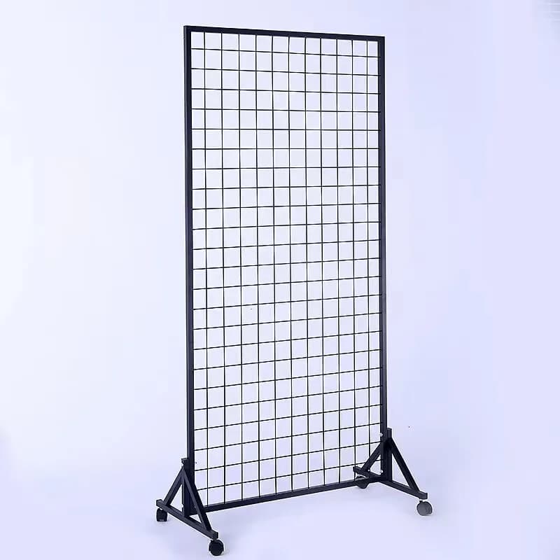 Rolling Metal Grid Display Stand with Wheels for Kids Art Classroom Storage & Exhibition