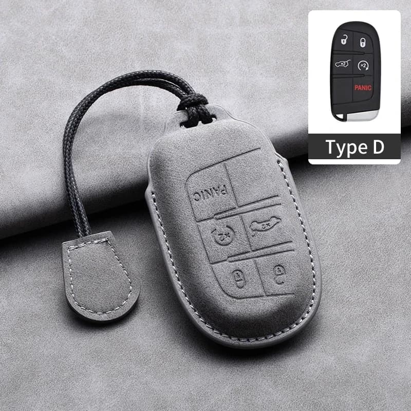 For Jeep Renegade Grand Cherokee Dodge Ram Charger 1500 Challenger Chrysler 300C Journey Leather Car Remote Key Case Cover