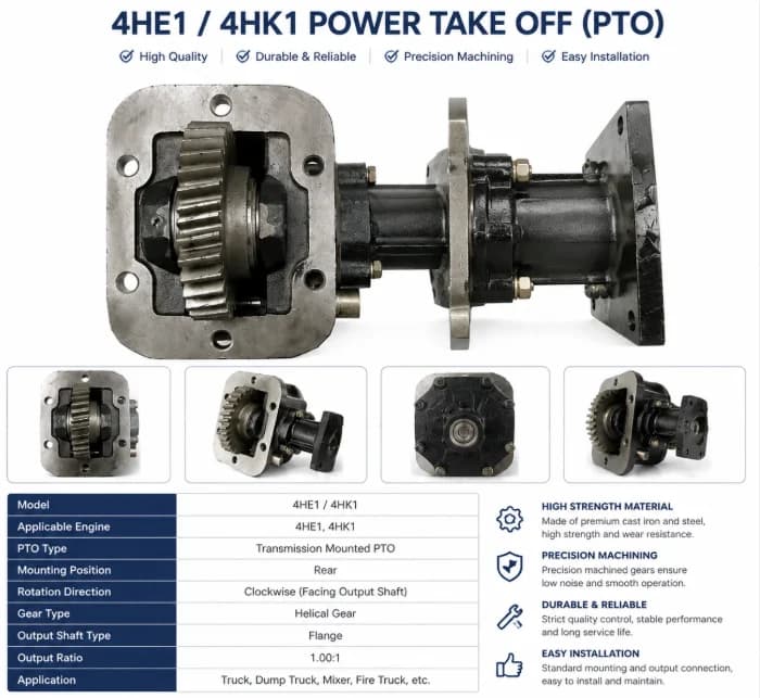 for China Truck Pto Transmission Gearbox for ISUZU 4he1 4hk1
