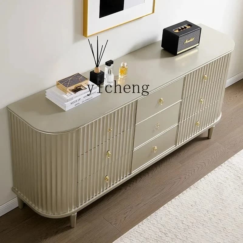 B6-G   American light luxury chest bedroom bed end solid wood nine chest room storage cabinet against the wall living room