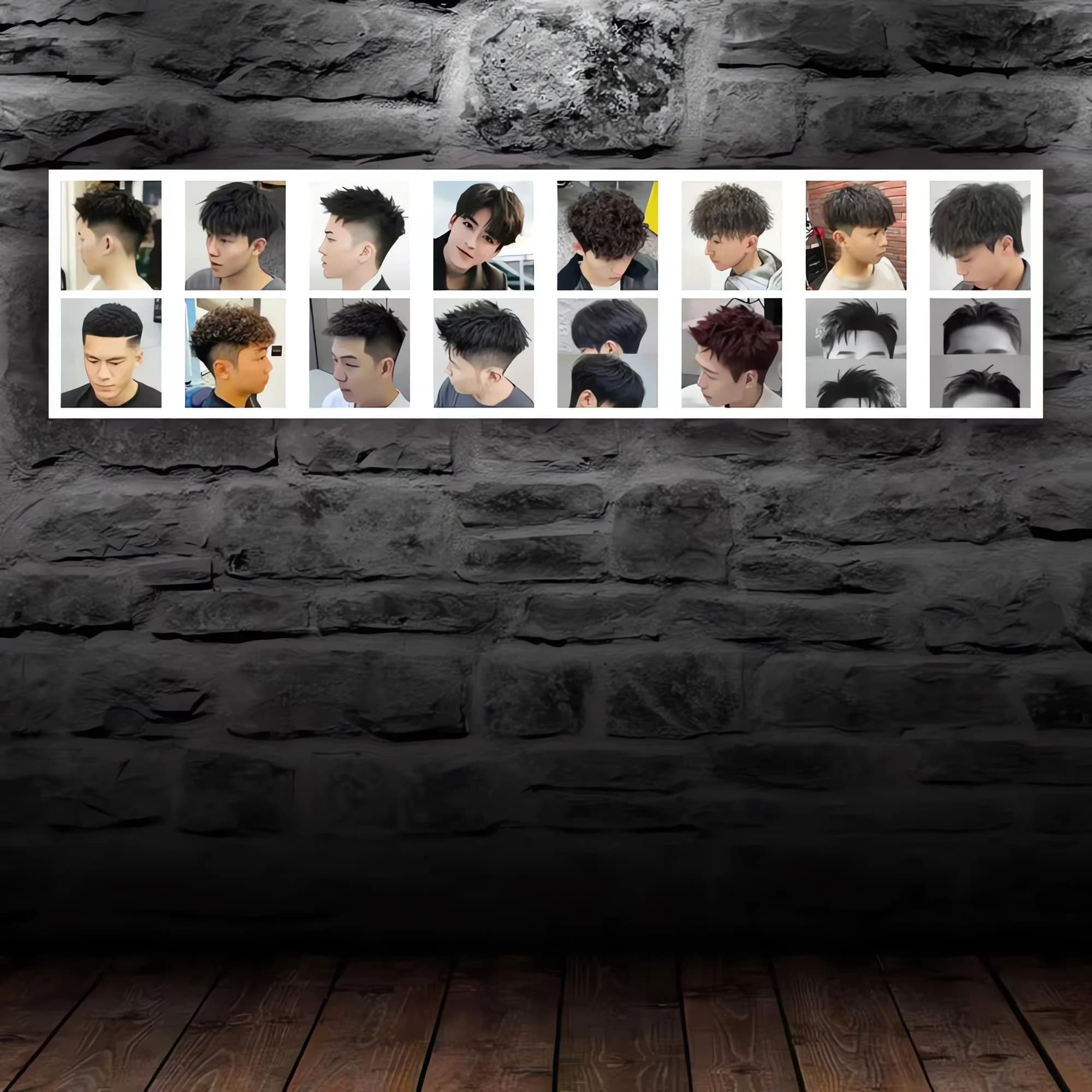 Men's Hair Stylist Design Wall Art Poster Waterproof PP Back Glue Sticker Unframed Painting for Hair Salon & Beauty Studio Decor