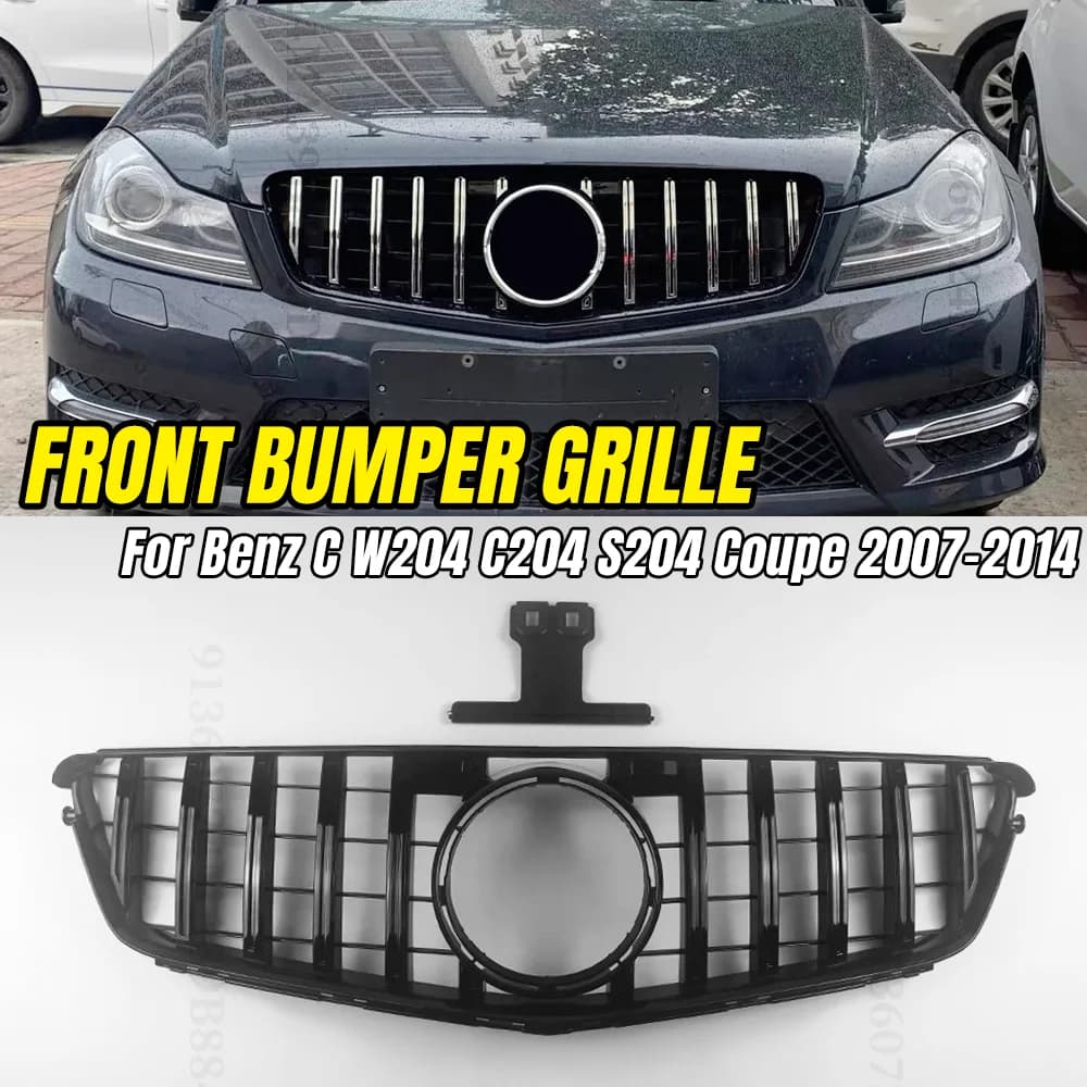 Front Hood Grille Racing Grill For Mercedes Benz C W204 C204 S204 Coupe 2007-2014 GT Style Facelift Tuning Styling Accessories