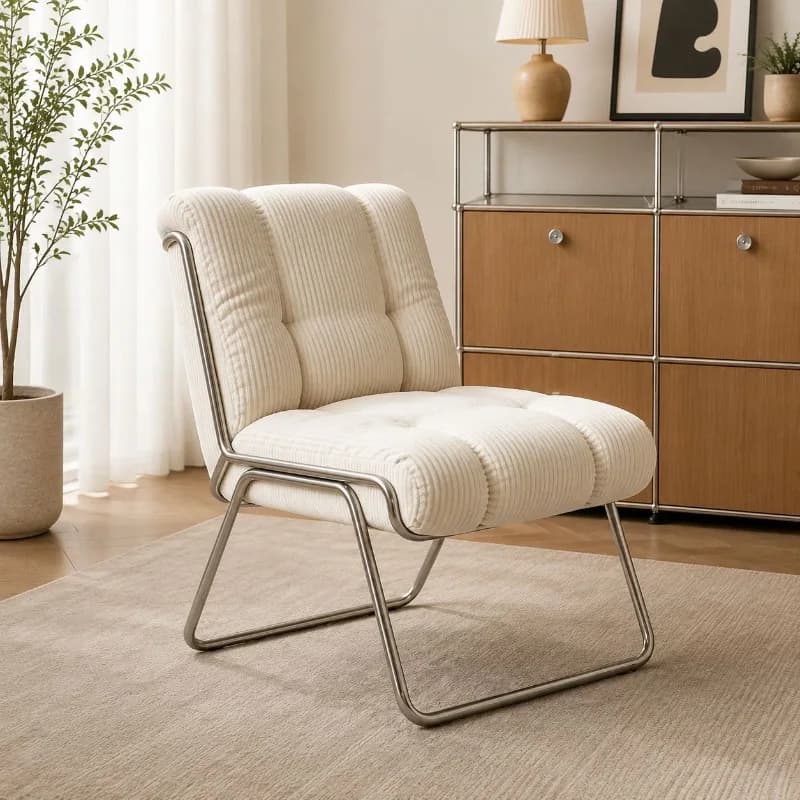 Sofa corduroy leisure chair medieval, minimalist commercial without armrests