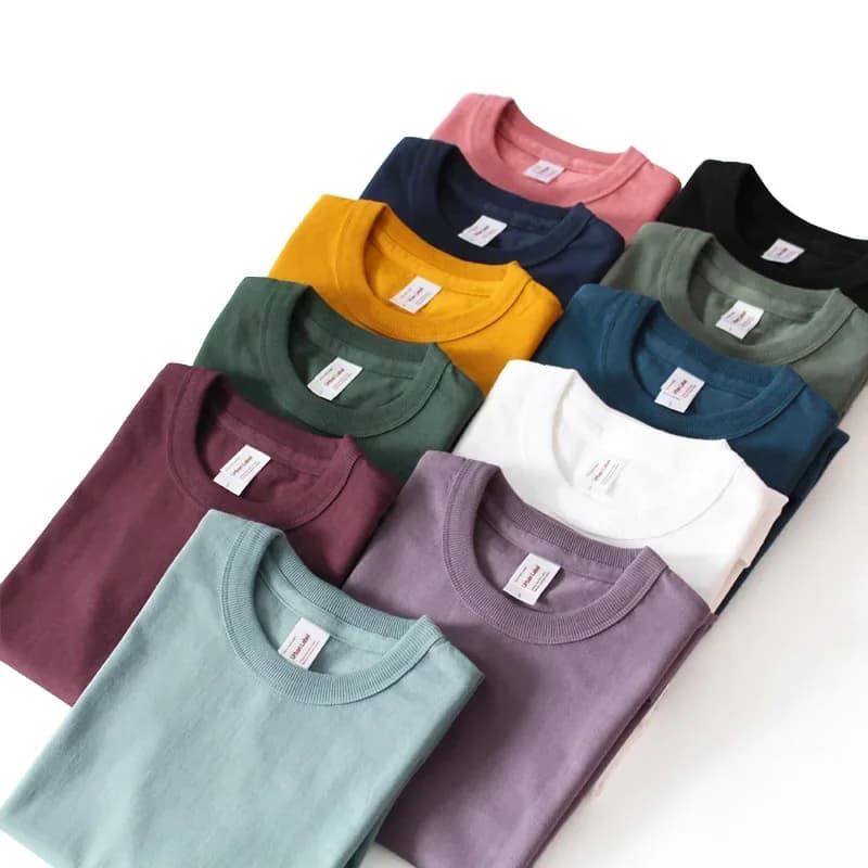 Urban 300g Cotton Thick Heavy T-shirts Solid Color Seamless Woven Short Sleeve T-shirt for Men and Women Basic Bottoming Shirt