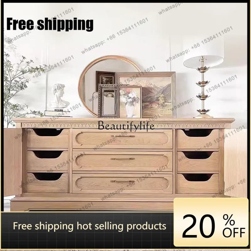 Hot American country solid wood bedroom bedside storage cabinet French antique storage side cabinet