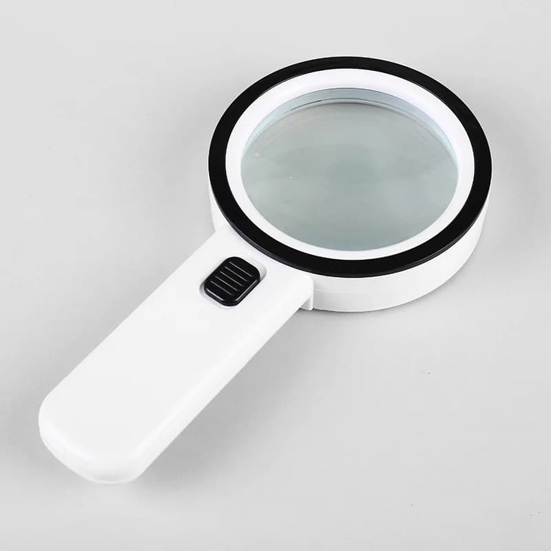 30X Double Layers Glass Lens Handheld Illuminated Magnifier with 12 LED Lights Double Layer Magnifying Glasses for Close Work