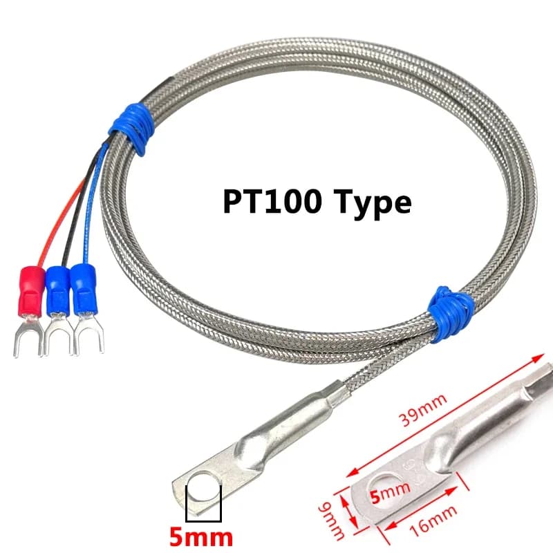 5mm Hole Washer K/PT100 Type Thermocouple Temperature Sensor Probe 1-10M Cable For Industrial Temperature Sensor 0~600°C