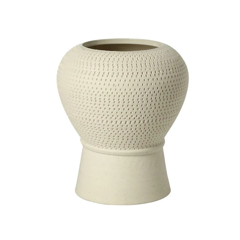 Modern wabi-sabi abstract engraved ceramic dried vase sales office villa entrance decorative cabinet