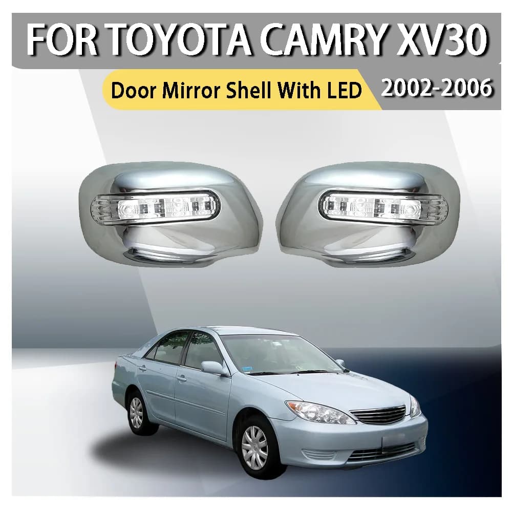 Car Styling ABS Plastic Door Mirror Shell With LED For Toyota Camry XV30 2002 2003 2004 2005 2006 Car Rearview Accessories