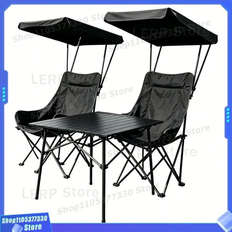 Portable Folding Camping Table and Chair Set Outdoor Picnic Egg Roll Desk with Seats for Fishing Travel Hiking Gear