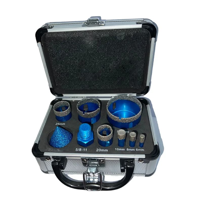 9PC Cross Border Manufacturer Wholesale Brazing Diamond Hole Saw Aluminum Box Set Tile Granite Drilling Quality Drill Bits